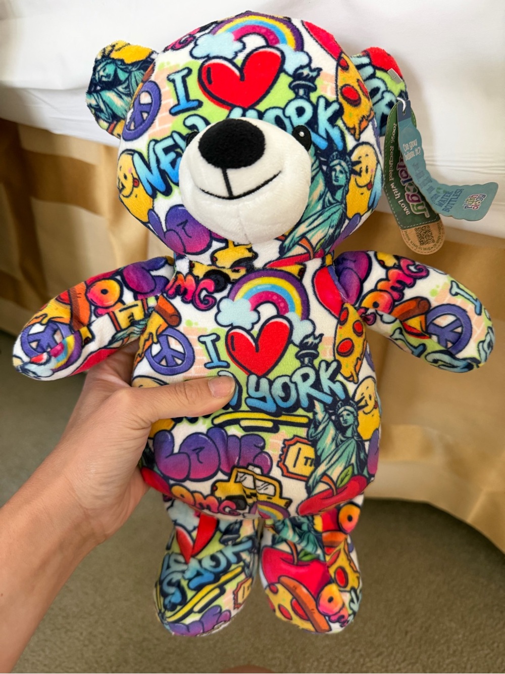 🗽NWT Plushology Recycled Water Bottle Plush Bear - Multicolor